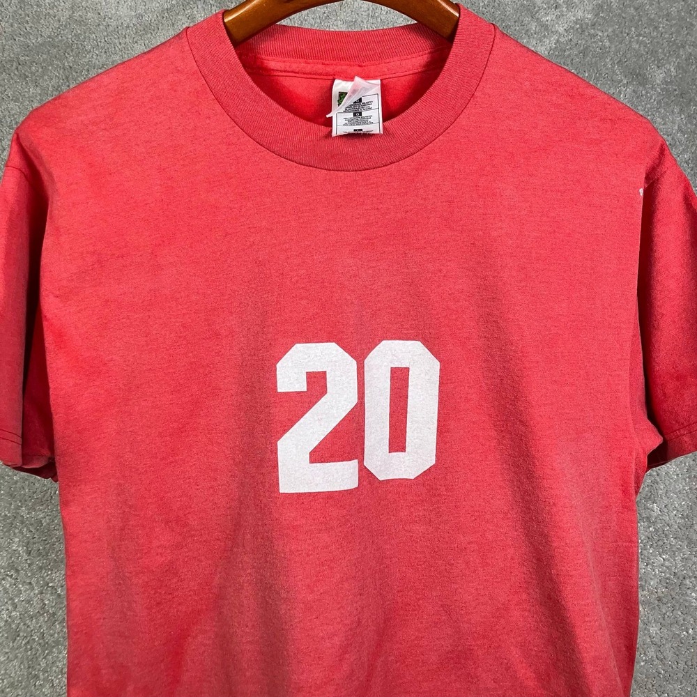 VTG #20 T Shirt Mens L Red Chapel Hill Parks Recreation Graphic Sunfaded Burnout